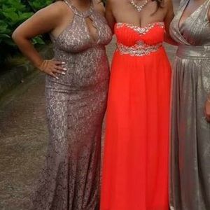 Tan Sequin/Lace Wedding Guest Dress